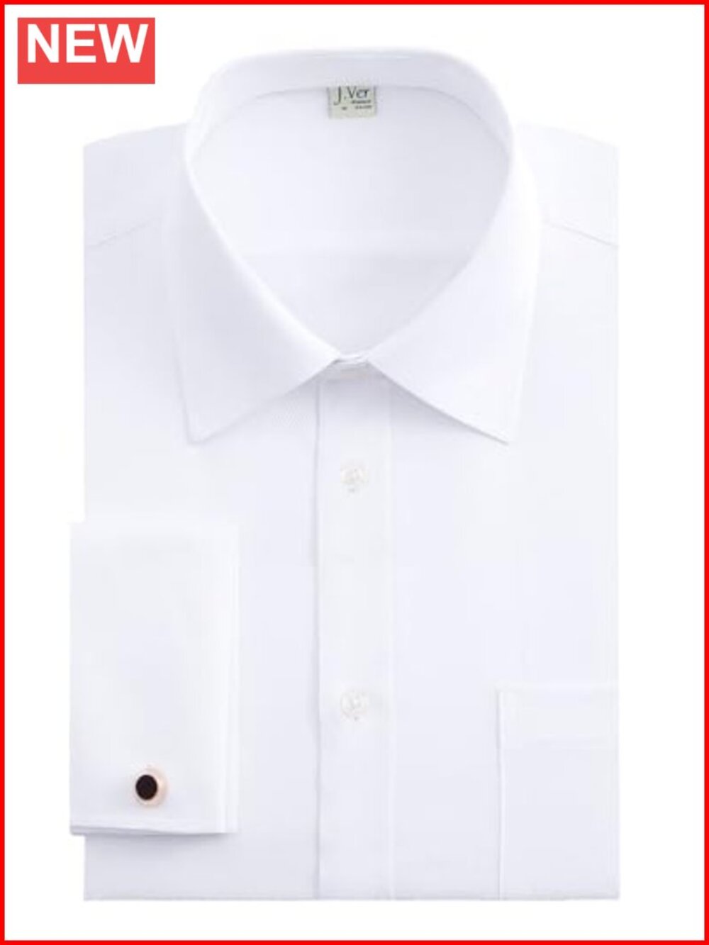 Men's French Cuff Dress Shirt Regular Fit Long Sleeve Formal Button Down